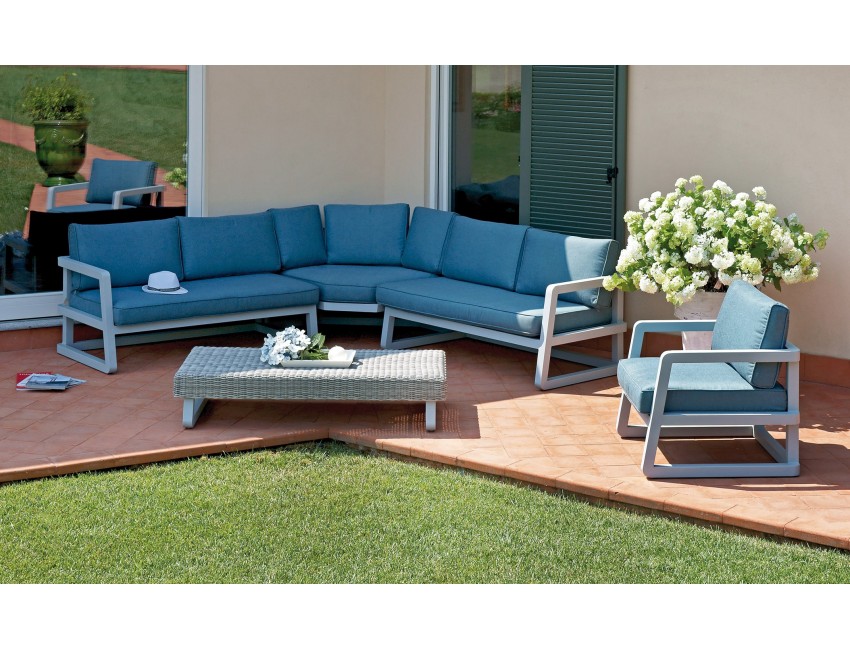 SET RIO DE JANEIRO POLTRONA DIVANO CUSCINI ESTERNO GIARDINO ALLUMINIO