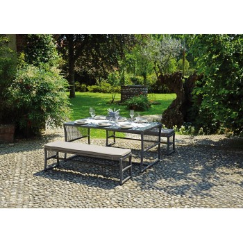 SET VILLASIMIUS PANCHE TAVOLO CUSCINI ESTERNO GIARDINO FERRO