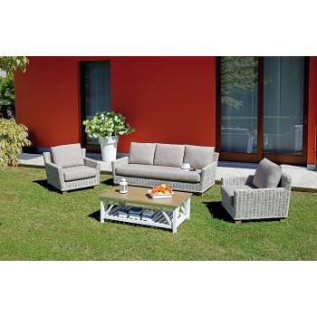 SET JAIPUR SALOTTO ESTERNO GIARDINO POLTRONE DIVANO TAVOLINO CUSCINI COMPLETO