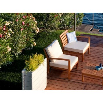 POLTRONA FLOR ESTERNO GIARDINO CUSCINI LEGNO ROBINIA