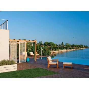 POLTRONA FLOR CUSCINI ARREDO ESTERNO SALOTTO LEGNO ROBINIA