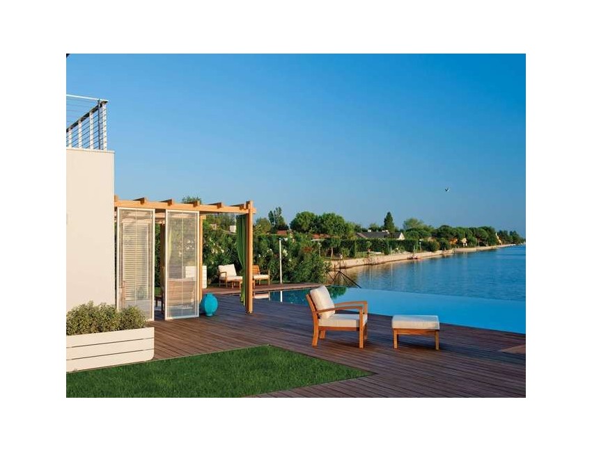 POLTRONA FLOR CUSCINI ARREDO ESTERNO SALOTTO LEGNO ROBINIA