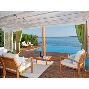 POLTRONA FLOR CUSCINI ARREDO ESTERNO SALOTTO LEGNO ROBINIA