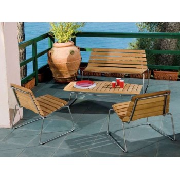 PANCA OPERA ESTERNO GIARDINO ACCIAIO LEGNO TEAK