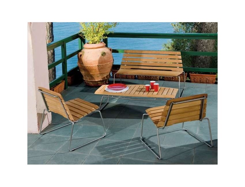 PANCA OPERA ESTERNO GIARDINO ACCIAIO LEGNO TEAK