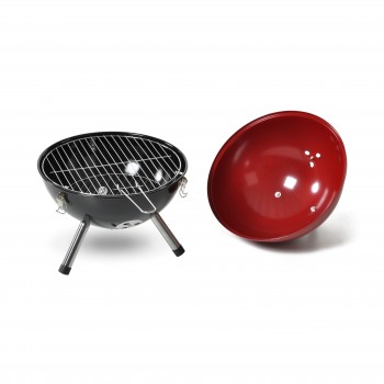 BARBECUE CARBONELLA SFERICO ACCIAIO GRIGLIA MANIGLIA REMOVIBILE COPERCHIO BAKELITE