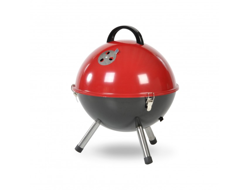 BARBECUE CARBONELLA SFERICO ACCIAIO GRIGLIA MANIGLIA REMOVIBILE COPERCHIO BAKELITE