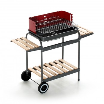 BARBECUE CARBONELLA PARAVENTO RUOTE ACCIAIO GRIGLIA MANIGLIE REMOVIBILI