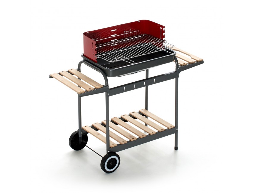 BARBECUE CARBONELLA PARAVENTO RUOTE ACCIAIO GRIGLIA MANIGLIE REMOVIBILI