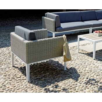 SET PULA DIVANO POLTRONA TAVOLINO CUSCINI ESTERNO GIARDINO ALLUMINIO