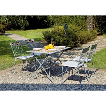 SET CASABLANCA SEDIE IMPILABILI TAVOLO 110X70 ESTERNO GIARDINO FERRO MOSAICO CERAMICA