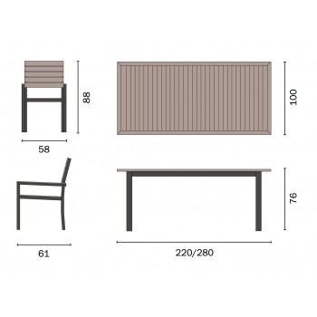 TAVOLO MONTEROSSO ALLUNGABILE ESTERNO GIARDINO LEGNO RESINA