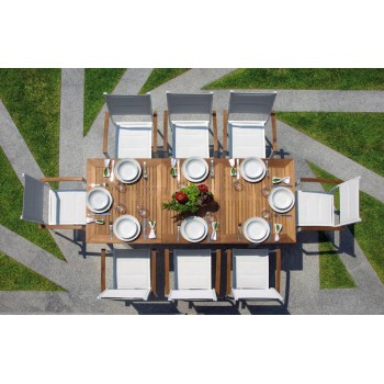 TAVOLO AJACCIO ALLUNGABILE ESTERNO GIARDINO ALLUMINIO-LEGNO TEAK