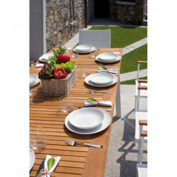 TAVOLO AJACCIO ALLUNGABILE ESTERNO GIARDINO ALLUMINIO-LEGNO TEAK