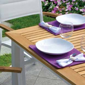 TAVOLO CALVI 90X90 ESTERNO GIARDINO ALLUMINIO-LEGNO TEAK