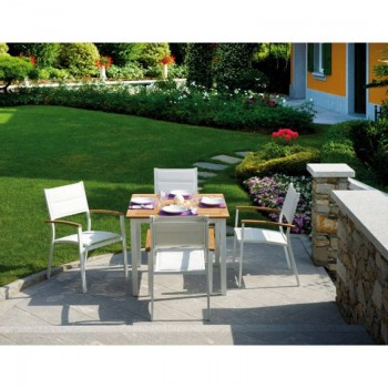 TAVOLO CALVI 90X90 ESTERNO GIARDINO ALLUMINIO-LEGNO TEAK