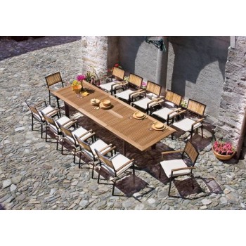 TAVOLO ALICANTE ALLUNGABILE ESTERNO GIARDINO LEGNO TEAK