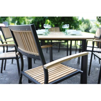 SEDIA IBIZA IMPILABILE ESTERNO GIARDINO LEGNO TEAK ALLUMINIO