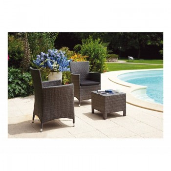 POLTRONA RAVENNA ESTERNO GIARDINO CON CUSCINO RATTAN