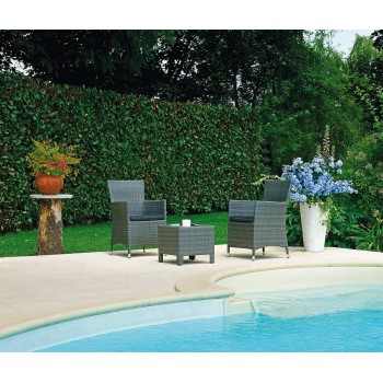 POLTRONA RAVENNA ESTERNO GIARDINO CON CUSCINO RATTAN