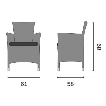 POLTRONA RAVENNA ESTERNO GIARDINO CON CUSCINO RATTAN