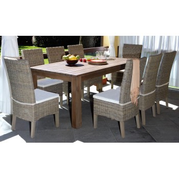 TAVOLO BALI 200X100CM ESTERNO GIARDINO LEGNO TEAK SCURO