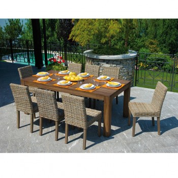 TAVOLO BALI 200X100CM ESTERNO GIARDINO LEGNO TEAK SCURO