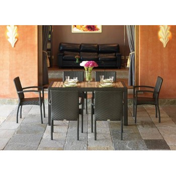 TAVOLO BORDEAUX 150X90 ESTERNO GIARDINO RATTAN