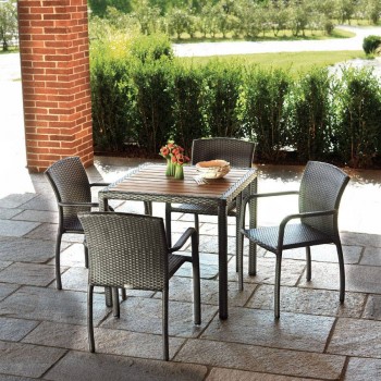 SEDIA REIMS CON BRACCIOLI ESTERNO GIARDINO RATTAN